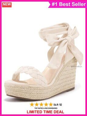 Womens Braided Wedge Espadrille Sandals Lace Up Slingback Open Toe Platform